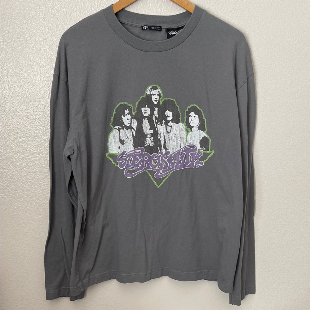 Zara Aerosmith graphic band tee long sleeve L